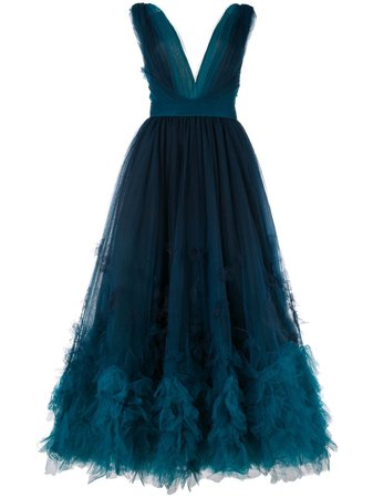 Blue Marchesa Ombré Textured Dress | Farfetch.com