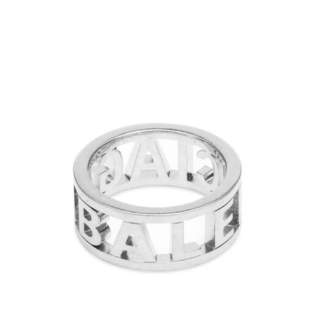 Balenciaga Logo Ring Silver | END.