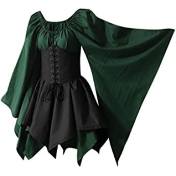 Amazon.com: Traditional Irish Dress for Women Short Medieval Costume Renaissance Dress Elf with Corset Halloween Victorian Dress Coffee : Clothing, Shoes & Jewelry