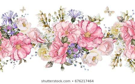 Seamless Pattern Border Pink Purple Flowers Stock Illustration 680514487 - Shutterstock
