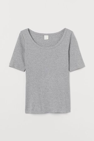 Ribbed T-shirt - Gray