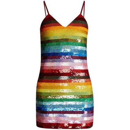 ASHISH Rainbow-striped sequin-embellished silk mini dress
