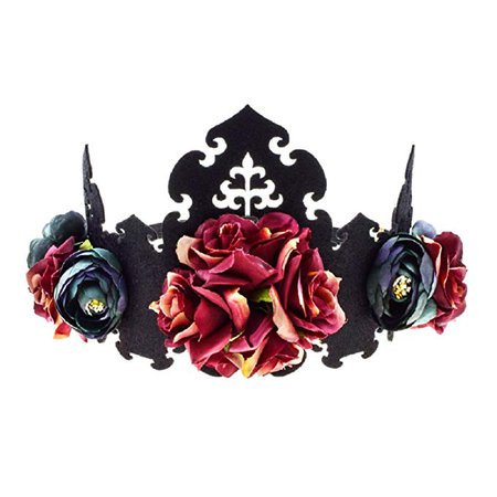 Love Sweety Halloween Vintage Crown Rose Headband Gothic Floral Headpiece (Black Rose) at Amazon Women’s Clothing store: