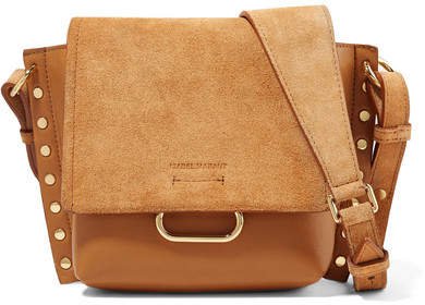 Kleny Embellished Leather And Suede Shoulder Bag - Brown