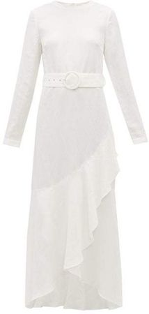Sir - Inez Belted Linen Blend Dress - Womens - Ivory