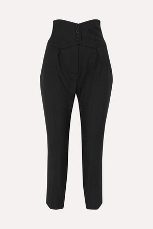 Cropped Slim-leg Pants - Black