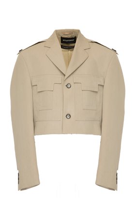 SITUATIONIST Military Style Cropped Cotton Jacket