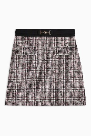 PETITE Cream Check Binding Mini Skirt | Topshop