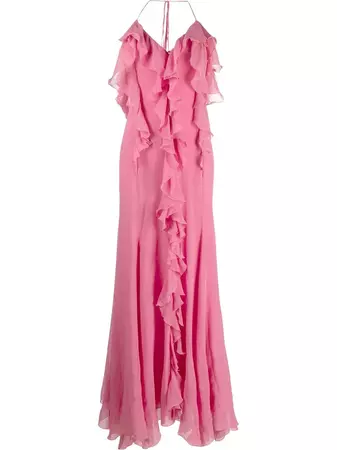 Blumarine Ruffled silk-cotton Maxi Dress - Farfetch