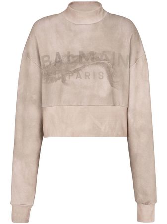 Balmain logo-print cropped sweatshirt