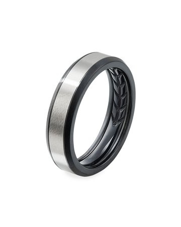 David Yurman Black & Gray Titanium 6mm Beveled Band Ring