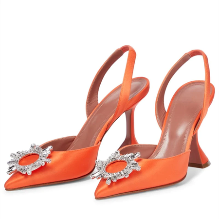 orange embellished shoes