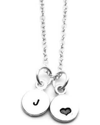 Summer's Hottest Sales on Mini Initial Necklace with Heart, Sterling Silver, Tiny Initial, Hand Stamped Jewelry, Heart Necklace, Letter J Necklace, All Letters Avail