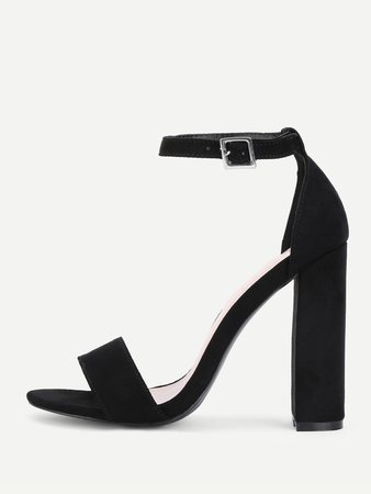 Two Part Ankle Strap Block Heeled Pumps