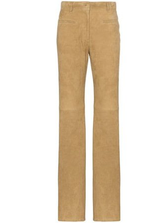 Nili Lotan Mid-rise flared suede trousers