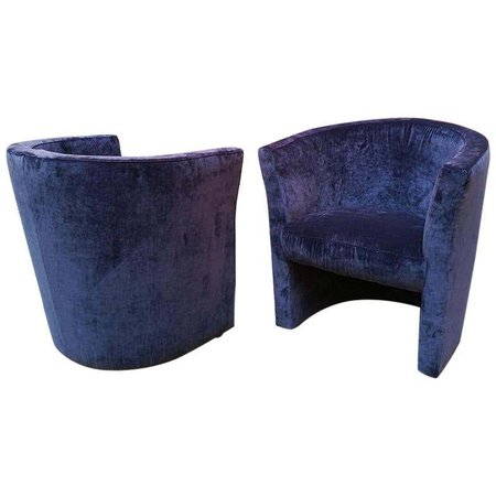 Italian Mid-Century Modern Blue Velvet Armchairs, 1970s For Sale at 1stDibs