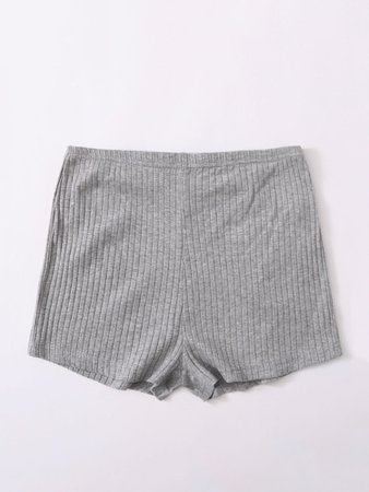 Solid Rib-knit Shorts | SHEIN USA