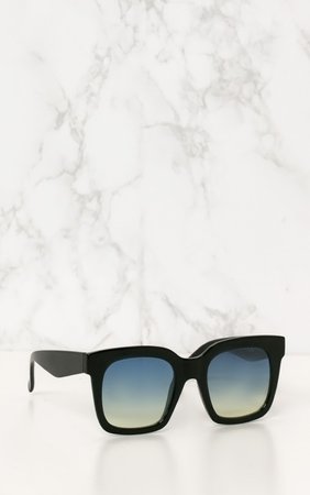 Black Blue Lens Oversized Square Sunglasses | PrettyLittleThing USA