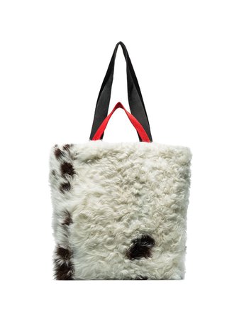 Plan C white and brown large shearling tote bag $1,730 - Shop AW19 Online - Fast Delivery, Price