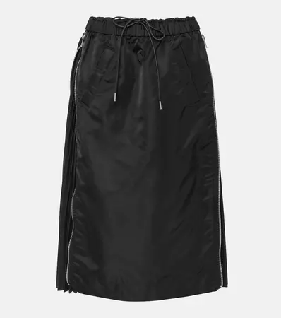 Twill Midi Skirt in Black - Sacai | Mytheresa