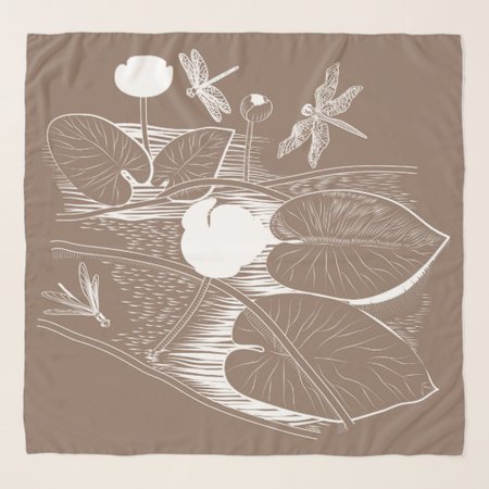 Water-lilies engraving scarf | Zazzle.com