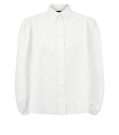 White Puff Sleeve Poplin Shirt | New Look