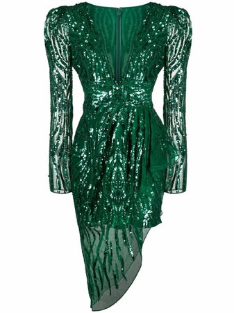 Zuhair Murad draped sequin-embellished dress green DRP20024ZMCH002 - Farfetch