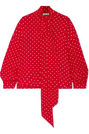 Balenciaga | Pussy-bow polka-dot silk crepe de chine blouse | NET-A-PORTER.COM