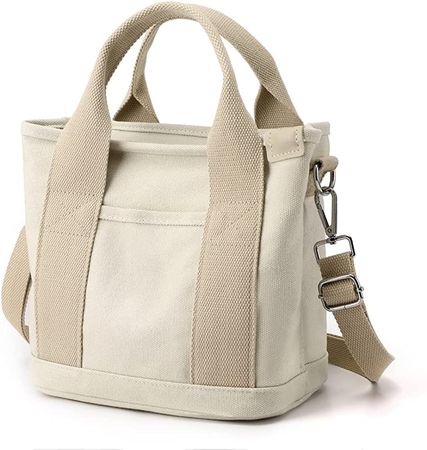 Amazon.com: Canvas Tote Bag Mini Handbag Tote Purse with Zipper Women Canvas Crossbody Bag Purse Top Handle Satchel Handbags for Office, School, Travel : Clothing, Shoes & Jewelry