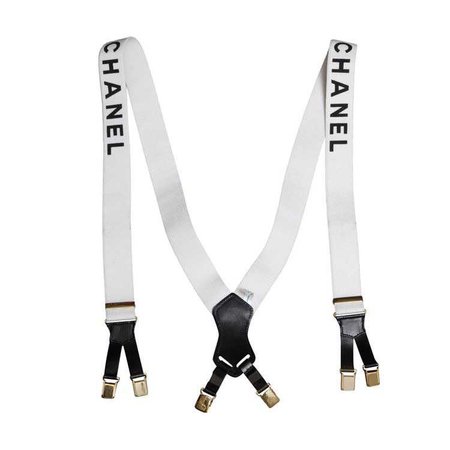 CHANEL SUSPENDERS WITH LOGOS WHITE
