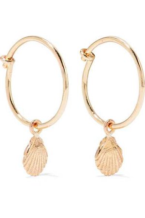 SARAH & SEBASTIAN | Shell 9-karat gold hoop earrings | NET-A-PORTER.COM