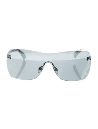 Chanel Interlocking CC Logo Shield Sunglasses - Silver Sunglasses, Accessories - CHA644445 | The RealReal