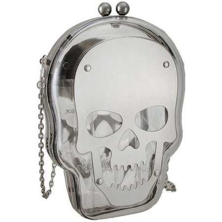 *clipped by @luci-her* Glossy Skull Shaped Hard Shell Clutch Purse w/Metal Skull Accent