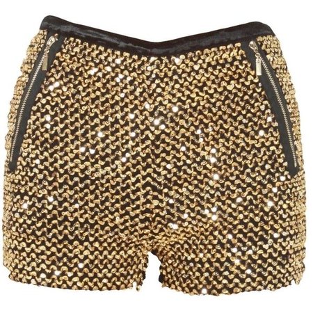 Gold Sequin Embellished Zip Pocket Hot Pants ($14)