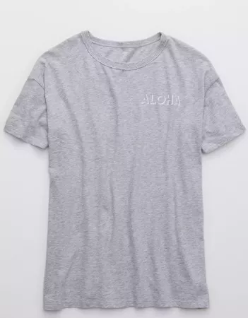 Aerie Boyfriend Distressed Oversized T-Shirt grey