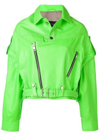 light yellow-green leather jacket