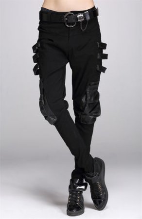 Punk Slim Rave Gothic Harem Pants Womens Hip Hop Pocket Baggy Pencil Trousers | eBay