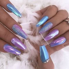 Pinterest - 70+ Attractive Acrylic Green and Blue Glitter Coffin NailsTo Try This Winter – Page 7 – Chic Cuties Blog | nails