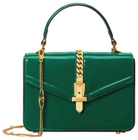 Gucci Top Handle Sylvie 1969 Mini Emerald Green Patent Leather Shoulder Bag - Tradesy