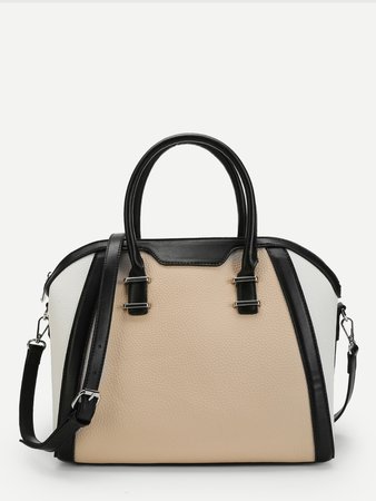 Spliced Shoulder Bag With Convertible Strap