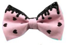 Pastel Goth Pink and Black Bowtie with Hearts