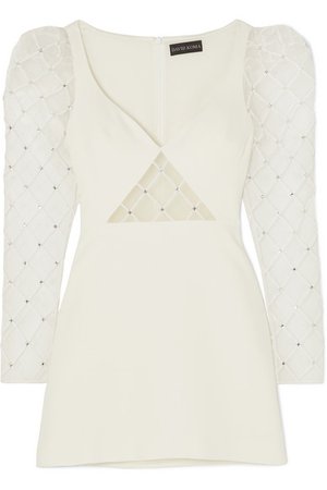 David Koma - crystal-embellished white mini dress