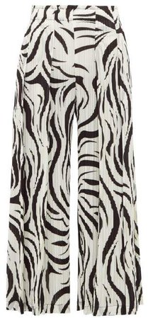 Aroma Zebra Print Pleated Trousers - Womens - White Black