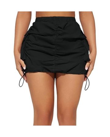 Amazon.com: Black Mini Skirt Y2k Elastic Waist Side Drawstring Summer Skirt with Pockets Cargo Skirts for Women : Clothing, Shoes & Jewelry