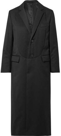 Pintucked Wool-gabardine Coat - Black