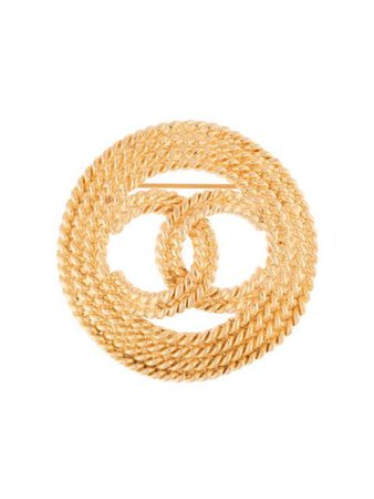 Shop gold Chanel Pre-Owned 2002 cord-effect CC brooch with Express Delivery - Farfetch