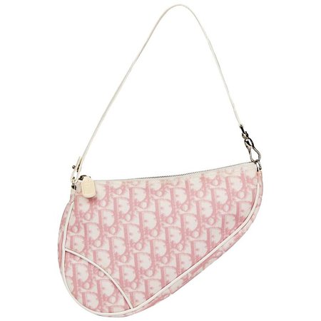 2004 Christian Dior Pink Monogram Canvas Saddle Pouch For Sale at 1stdibs