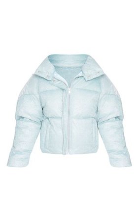 Blue Glitter Puffer | Coats & Jackets | PrettyLittleThing
