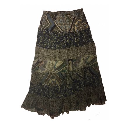 Forest fairy green patchwork maxi skirt Brand:... - Depop