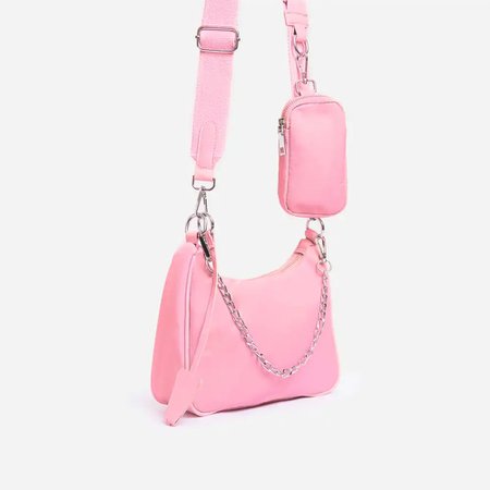 MELODY PURSE DETAIL CROSS BODY BAG IN PINK NYLON | EGO